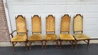 Vintage Chippendale Style Dining Chairs  Gold Velvet High Back Set Of 5 