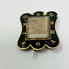 Victorian Mourning Brooch Hair Compartment Gold Tone Enamel Antique