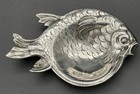 Unusual Cast 800 Silver Figural Fish Form Open Salt Cellar
