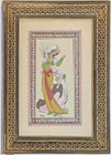 Signed Persian Miniature Painting On Bone Panel In Khatam Frame 13    Qajar Style