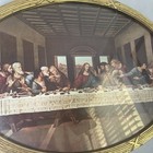 Vintage Home Interiors Jesus Christ Lord Last Supper Lithograph Oval Framed 1980
