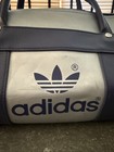Vintage 1980 s Adidas Vinyl Gym Sports Duffel Travel Bag Blue And Silver 18 
