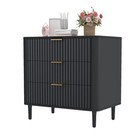 Black 3 Drawer Dresser Modern Closet Dressers Chest Of Drawers With Fluted Panel