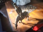 11 1 4  Rare Vintage Asian Metal Art Asian Man On Donkey Statue  Sculpture 