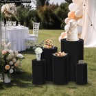 5 Pcs Cylinder Pedestal Covers For Wedding Table Bar Banquet Party Black