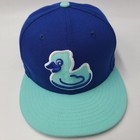 Akron Rubberducks Hat Fitted 7 1 2 New Era 59fifty Blue Teal Milb Rubber Ducky