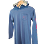 Vineyard Vines Long Sleeve Hooded Beach Coverup Blue Dress Girl s Large  14 