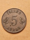 1960          Iceland Five 5 Aurar World Coin Km 9 Vfine Detail 1 2 Mil Free Ship