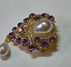 Stunning   Extraordinary Purple Teardrop Brooch