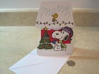 Snoopy   Woodstock Decorating Doghouse   Tree Peanuts Christmas Card - Very Cute