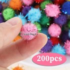 200pcs 0 6  Glitter Pom Poms Fuzzy Multicolor Diy Craft Decorations