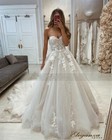 Off The Shoulder Wedding Dresses Detachable Puffy Long Sleeve A Line Bridal Gown