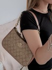 Coach Teri Shoulder Bag In Signature Canvas Gold tan brown New Outlet