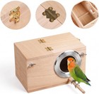 Yjjkj Wood Parakeet Nest Box With Natural Nesting Pads  Breeding Bird Cage Ho   