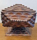 Vintage antique Tramp Art Carved Wooden Box With Pyramid Detail