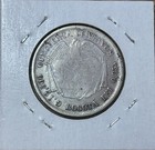 Rare 1876 Colombia  50 Centavos  0 835 Fine Silver   Mintage Only 259 000  F