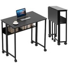 Folding Computer Desk Wheels Portable Laptop Table Rolling Storage Shelf Dorm