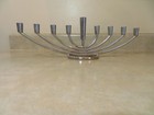 9 Arm Judaica Metal Modern Simple Menorah Candelabra  Silver Tone