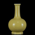 A Pair Chinese Yellow Glaze Porcelain Handmade Exquisite Vase 4746