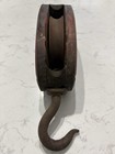 Vintage Pulley Single Wooden Block   Tackle With Hook Farm  Nautical  Industrial