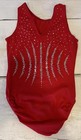 Euc Gk Elite Usa Adult Small Red Rhinestones Holographic Dots Tank W Scrunchie