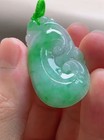Cetified 100  Natural Icy Sun Green Jadeite Jade Ruyi Pendant 0630