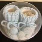 Vintage Handmade Baby Booties Made In Korea Blue Baby Boy Gift Set Crochet