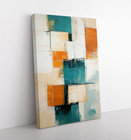 Dynamic Abstract Art Teal Orange White Painting Print On Framed Canvas Wall Art