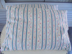 2 Vintage Harris Bluprint Feather Down Pillows Blue Flower Stripe Ticking 18x26