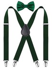 Men Elastic Suspenders And Bow Ties Set For Wedding  Formal Events Green