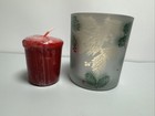 Yankee Candle New  2022  Frosted Glass W balsam   Red Berries Votive tea Holder