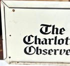 Circa 1960 s The Charlotte Observer Newspaper Metal Advertising Sign - Man Cave