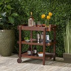 Mahogany Wood Trolley2wheel Bar Cart Hand-crafted Portable For Home Entertaining