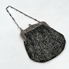 Antique Fratelli Coppini Italy 800 Silver Framed Brocade Purse Handbag Grape