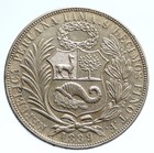 1889 Tf Peru South America  Antique Original Big Silver Peruvian Sol Coin I96082