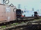 Orig Train 110 Format Slide Flat Car Motor Coach Vtg Adp23013
