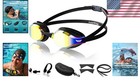 Adult Swim Goggles Adjustable Waterproof Anti-fog Uv Swimming Glasses   Ear Plug