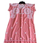 Coral Pink Embroidered  Tunicdress  Chikankari  Kurta  India Clothes Xl