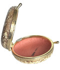  Rattlesnake Skin Pill Box Trinket Coin Purse Coral Peach Velvet Lining Brass 