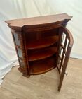 Vintage China Cabinet Curio Beveled Glass Curved Door Barley Twist Column Petite