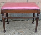 Antique Vintage Victorian Wooden Bench Foot Stool Ottoman Stand Pink Fabric Seat