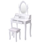 Topbuy Mirrored Desk Vanity Jewelry Makeup Dressing Table Set W stool White
