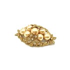 Antique Victorian Art Nouveau Faux Pearl Brooch Floral Gold Tone