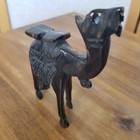 Carved Wood Resin Camel Figurine Sculpture Black Blue Eyes 5  Tall