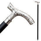 Fynjrex Vintage Antique Walking Cane Wooden Walking Stick Silver Brass Handle   