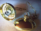 New Vtg 70s 80s Hanging Ceiling Light Fixture Swag Lamp Plated Metal No Globe