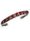 Vintage Coral Sterling Silver Native American Cuff Bracelet Signed Ll