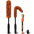 Orange Quick Car Wheel Brush Kit - 360   Bendable Rim Cleaner - 3 Pack