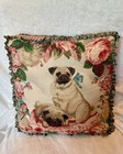 Lee Jofa     pugs   Petals    Linen Pillow  Green Ruffles Pink Gingham  Down  12    Sq