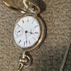 Yellow Gold Full Hunter Pocket Watch  Roman Numeral Dial  Chain  Star Case